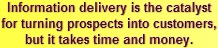 Information delivery is the catalyst for turning prospects into customers, but it takes time and money.